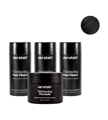 3x Keratain Streuhaar + gratis Keratain Pomade - Schwarz (25 gr)