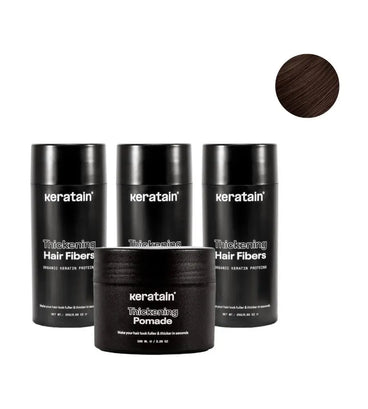 3x Keratain Streuhaar + gratis Keratain Pomade - Dunkelbraun (25 gr)