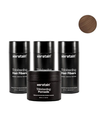 3x Keratain Streuhaar + gratis Keratain Pomade - Hellbraun (25 gr)